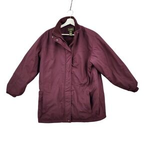 LL Bean Quilted Insulated Waterproof Fleece Lined Jacket Burgundy Women XL Heavy